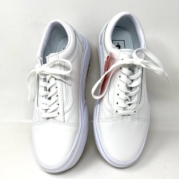 VANS PLATFORM Old Skool Stacked Leather Sneakers White Women’s Size VN0A4U15OER - Picture 7 of 12